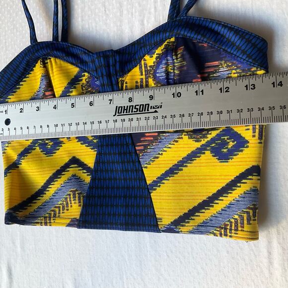 Xhilaration Women’s Sleeveless Sexy Crop Top Size S, Blue & Yellow - Picture 2 of 8
